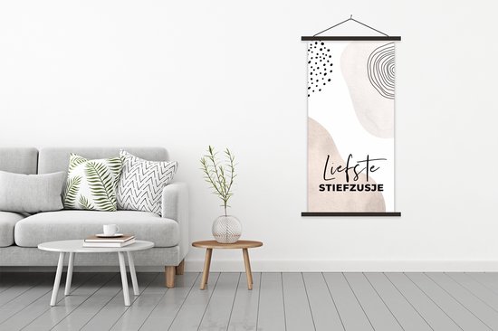 Porte-affiche avec affiche - Affiche scolaire - Proverbes - 'Dearest stepister' - Pastel - Citations - 90x180 cm - Lattes noires