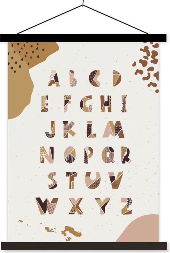 Porte-affiche avec affiche - Affiche scolaire - Citations - Dictons - Alphabet - Enfants - Kids - Bébé - 90x120 cm - Lattes noires