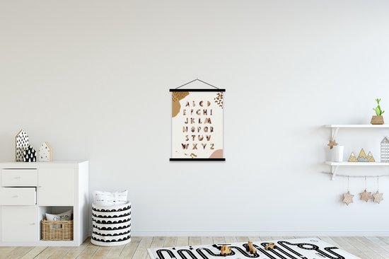 Porte-affiche avec affiche - Affiche scolaire - Citations - Dictons - Alphabet - Enfants - Kids - Bébé - 90x120 cm - Lattes noires