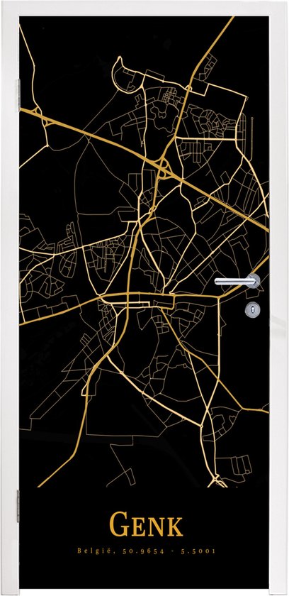 Deursticker Genk - Kaart - Gold - 85x205 cm - Deurposter | bol