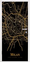 Deursticker Milaan - Kaart - Goud - 80x215 cm - Deurposter