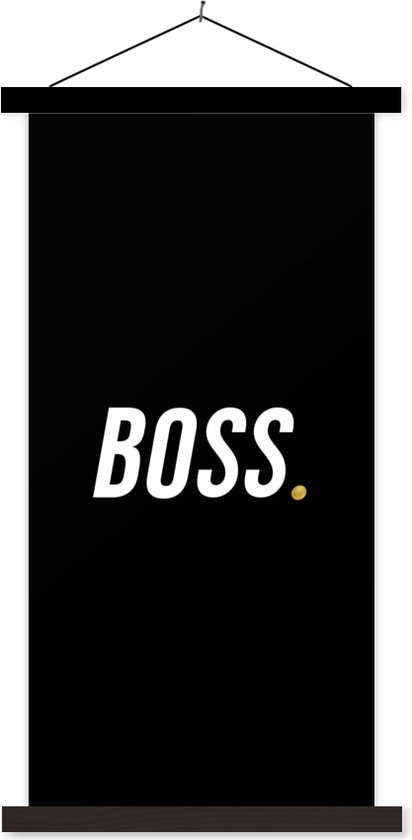 Posterhanger incl. Poster - Schoolplaat - Quotes - Goud - 'Boss' - Spreuken - 60x120 cm - Zwarte latten