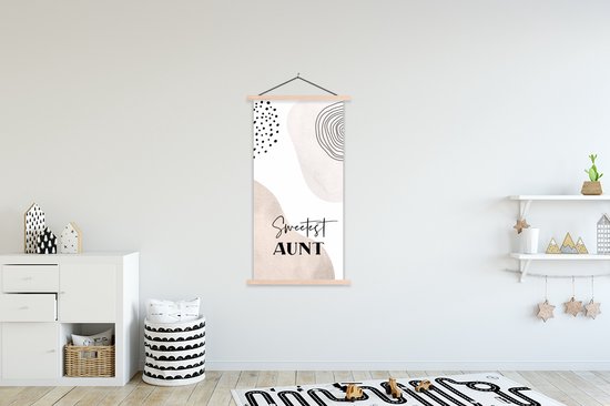 Porte-affiche avec affiche - Affiche scolaire - Citation - Tante - Amour - Tante - 90x180 cm - Lattes vierges