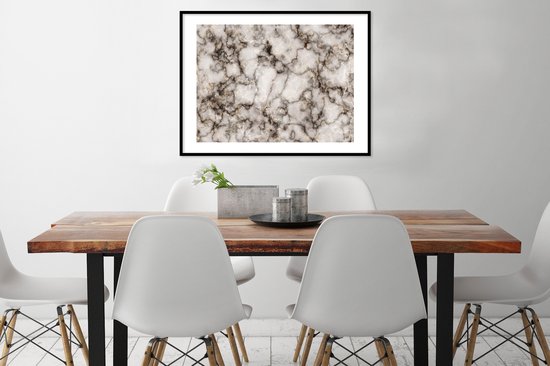 Fotolijst incl. Poster - Marmer - Zwart - Goud - 80x60 cm - Posterlijst