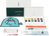 HIMI - Square Aquarelverf Kit - set 12 kleuren + 8 extra accessoires