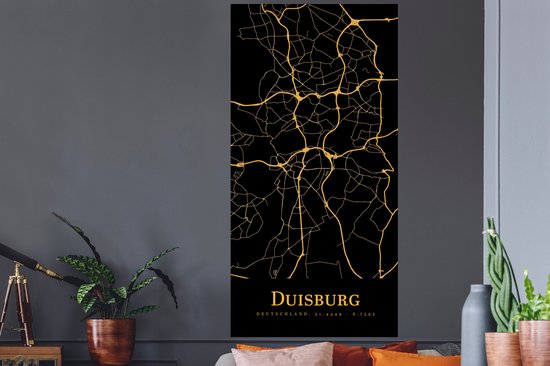 Stickers muraux - Duisbourg - Carte - Or - 80x160 cm - Feuille adhésive