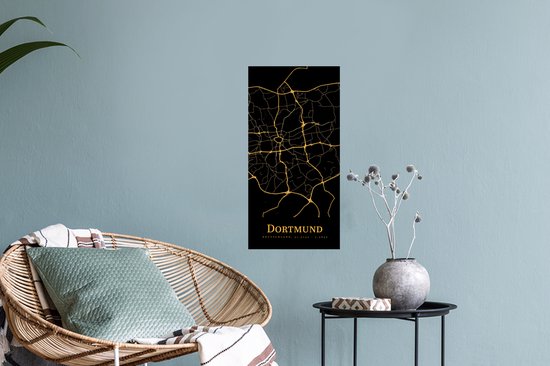 Muurstickers - Sticker Folie - Dortmund - Kaart - Goud - 20x40 cm - Plakfolie - Muurstickers Kinderkamer - Zelfklevend Behang - Zelfklevend behangpapier - Stickerfolie
