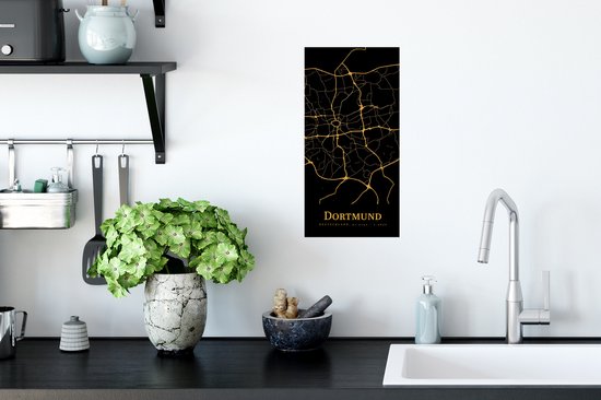 Muurstickers - Sticker Folie - Dortmund - Kaart - Goud - 20x40 cm - Plakfolie - Muurstickers Kinderkamer - Zelfklevend Behang - Zelfklevend behangpapier - Stickerfolie