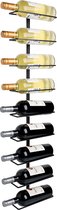 Cosas - Hangend zwart metalen wijnrek voor aan de muur - Premium kwaliteit om 7 flessen wijn stijlvol op te hangen - Complete set inclusief bevestigingsmateriaal en afwerkmateriaal