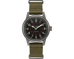 Bulova Hack 98A255 Horloge - Leer - Groen - Ø 38 mm