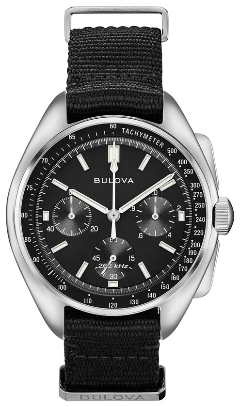 Bulova Lunar Pilot 96A225 Horloge - Nylon - Zwart - Ø 45 mm