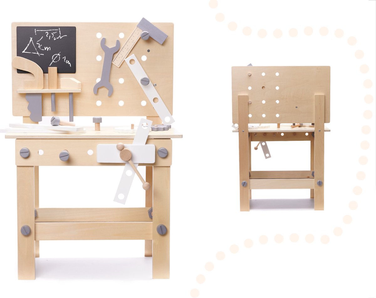 Houten Werkbank Speelgoed - Kinder Gereedschap met Hamer en Zaag - Klussen voor Jongens met Kindergereedschap — afbeelding 10
