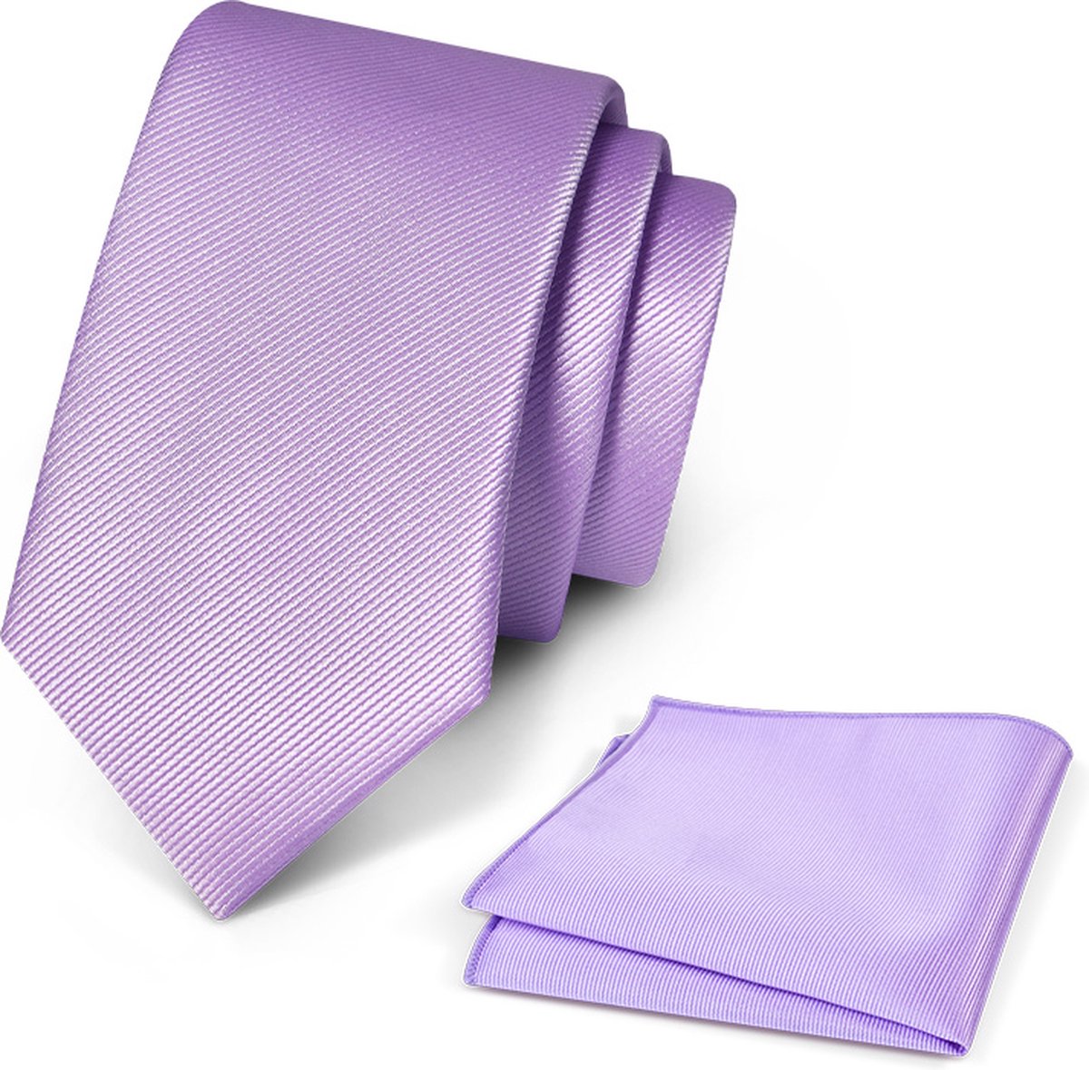 Premium Ties - Luxe Stropdas Heren + Pochet - Set - Polyester - Lichtpaars - Incl. Luxe Gift Box!