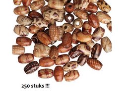 Houten Aziatische kralen met diverse printmotieven, 'barrel'-model 12x8mm. Verkocht per 250 stuks!!!!