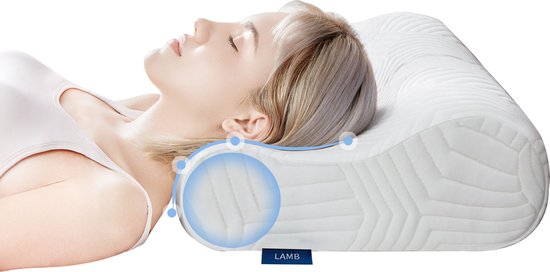 LAMB Ergonomisch nekkussen, in hoogte verstelbaar, voor de zijligging, afneembaar en wasbaar, wit LAMB Ergonomisch nekkussen, in hoogte verstelbaar, voor de zijligging, afneembaar en wasbaar, wit