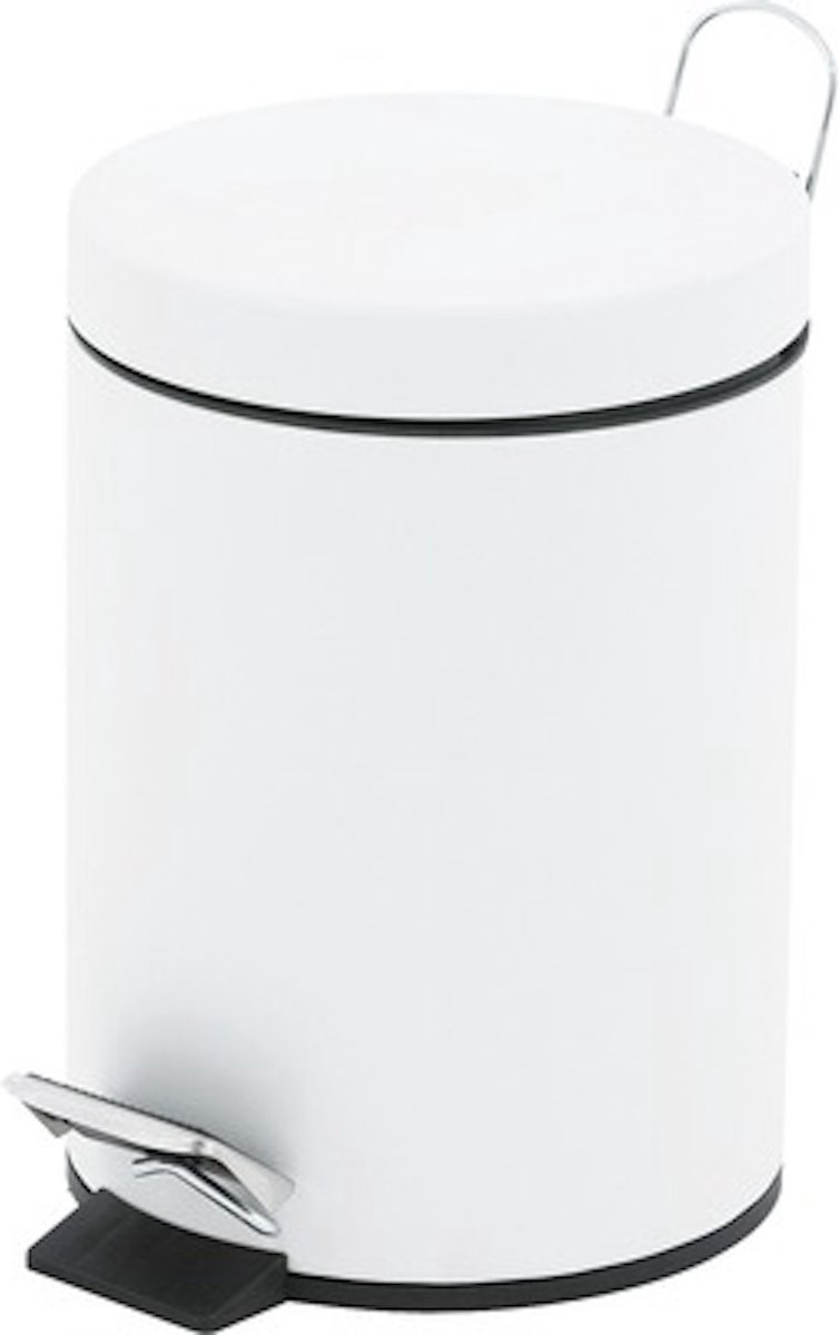Oneiro's Luxe pedaalemmer WHITE - 3 L – Ø 17 cm x H 27 cm - badkamer – toilet - wit