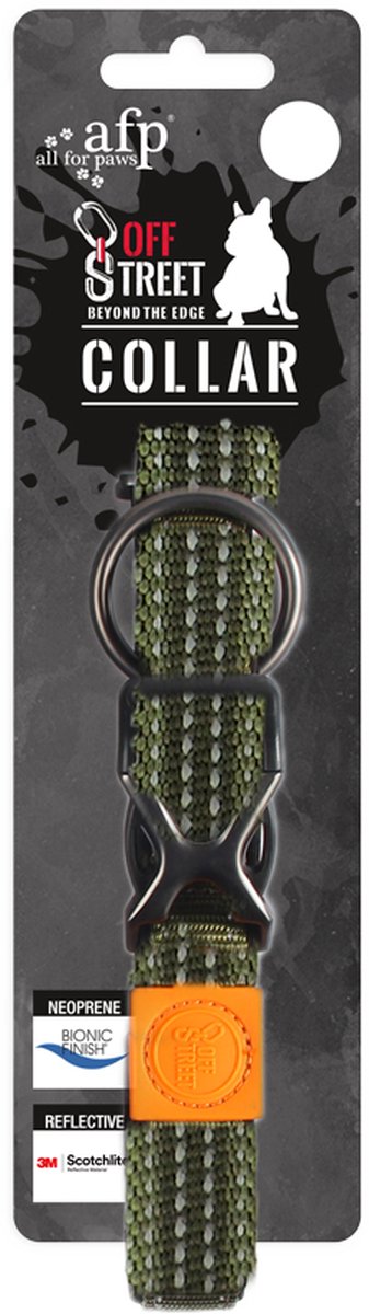 AFP Off Street Dog Collar Olive Green S - halsband - riem - hond - dog - uitlaten - harnas - kat - off street dog - olive green - S