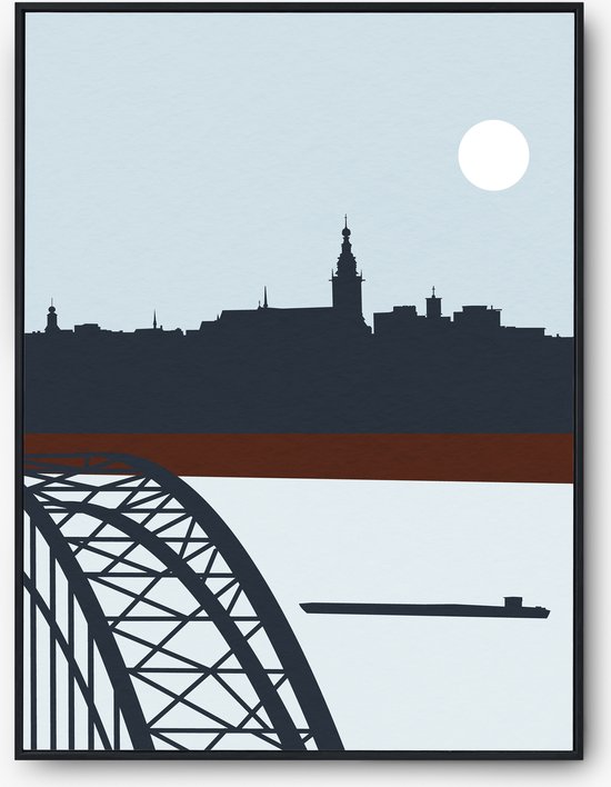 Nijmegen poster minimalistisch | Nijmegen waal ontwerp | Nijmegen flat design A3
