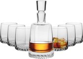 KROSNO Carafe Set pour Verres à Whisky| 1 carafe en cristal de 950 ml et 6 Verres de 300 ml | Collection Fjord | Perfect pour la maison, les restaurants et les fêtes | Cadeau Perfect pour un connaisseur