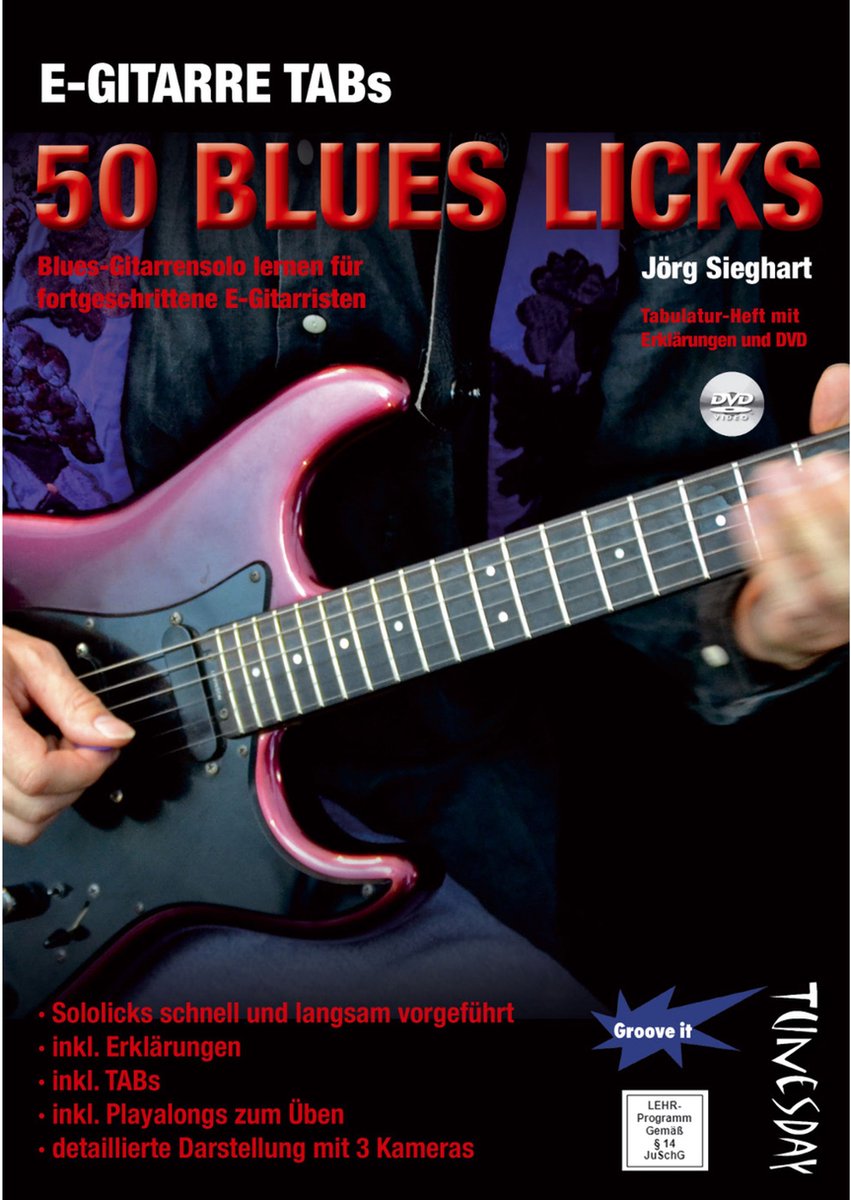 Tunesday E-Gitarre TABs: 50 Blues Licks Buch und DVD - Educatief