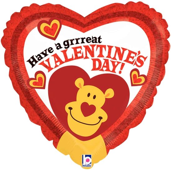 Helium Ballon Have a Grrreat Valentine’s Day! - Gevuld met Helium | Boombie© | Verstuurd in sierlijke doos! | Folie Ballon | Valentijnsdag | Liefde | Valentijn