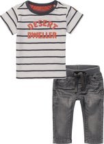 Noppies - Kledingset - 2delig - Broek Navoi jeans medium Grey - shirt Togville gestreept  - Maat 56