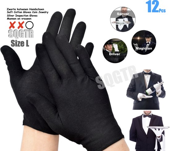 6 paires/sac 1 paquet de Gloves de travail en coton noir pour les mains  sèches... | bol.com