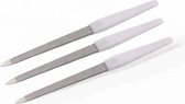 Medies - set van 3 professionele nagelvijlen van 15 cm | nagel vijl | professionele nagelvijl| met afgeronde punt | nagelvijl metaal| pvc handvat | perfect voor alle nagels - wit - individueel verpakt - 3 stuks