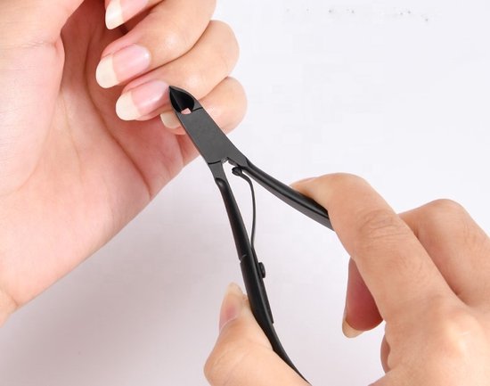 Medies - nageltang | nagelriemknipper voor vinger- en teennagels  |nagelriem knipper | nagelriemknipper | nagelriemverzorging | nagelriem duwer | cuticle knipper | cuticle cutter | manicure & pedicure - spitse bek - zwart - stainless steel
