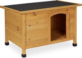 Relaxdays pour chien en bois - niche pour chien avec toit plat - niche pour animaux à l'extérieur - chien de couchage