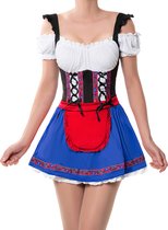 Dirndl Marlene Oktoberfest Carnavalskleding Dames - Rood/blauw - S