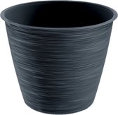 Stijlvolle kunststof plantenpot/bloempot dia 20 cm/hoogte 17 cm Paintstripe antraciet grijs voor binnen/buiten