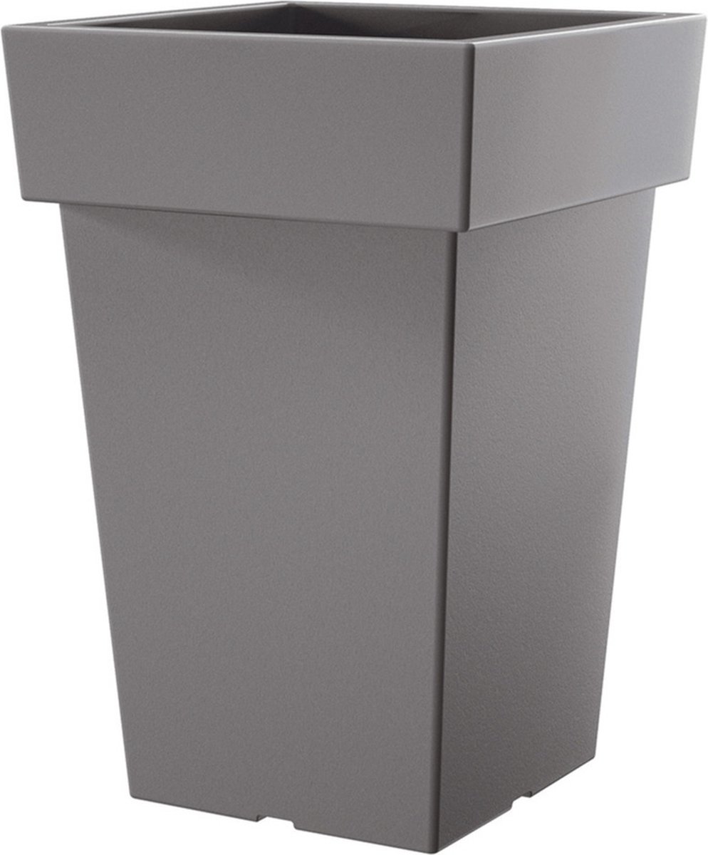 Prosperplast Kunststof plantenpot/bloempot Square - 19 x 29 cm - lichtgrijs - kunststof - 7 liter binnen/buiten