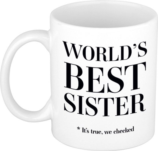 Foto: Worlds best sister cadeau koffiemok theebeker 330 ml wit cadeau mok