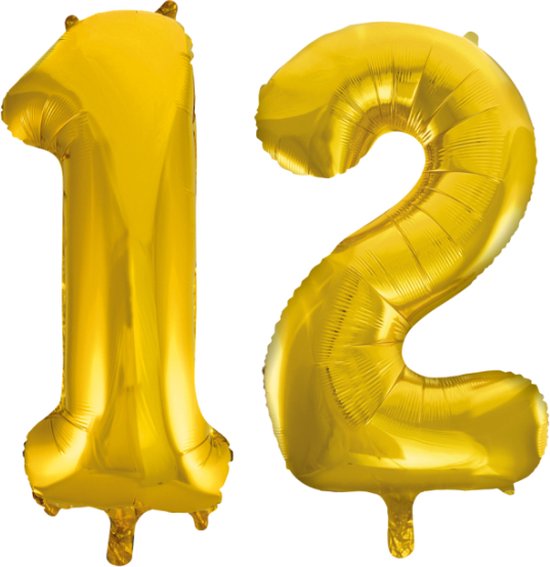 Folieballon 12 jaar Goud 66cm