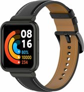 Leer Smartwatch bandje - Geschikt voor Redmi Watch 2 Lite leren bandje - zwart - Strap-it Horlogeband / Polsband / Armband