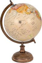 Wereldbol Decoratie 22*22*37 cm Beige, Bruin Hout, Ijzer Rond Globe Aardbol