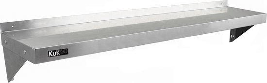 KuKoo - Étagère murale - Étagère de cuisine en acier inoxydable - Ensemble d'étagères murales en acier inoxydable 2x - 150cm x 30cm