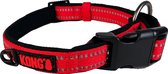 KONG Halsband - Reflecterende hondenhalsband - Gewatteerd - Maat L - 45-66 cm - Nylon - Rood