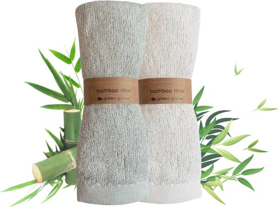 green-goose ® Duo de Débarbouillettes en Bamboe | 26 x 26 cm | 2 pièces | Blanc et gris | Merveilleusement doux et durable !