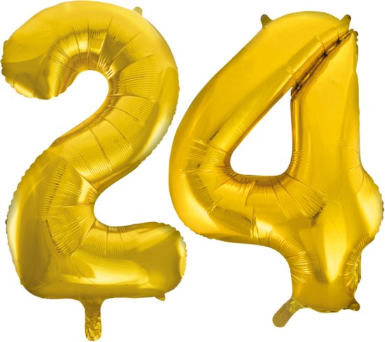 Folieballon 24 jaar Goud 66cm