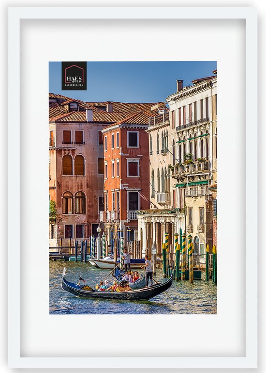 HAES DECO - Houten Fotolijst met Passe-partout Venezia wit voor 1 foto formaat 30x45 of 40x60 -SP13060