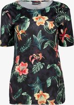 TwoDay dames T-shirt met bloemenprint - Zwart - Maat L