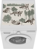 Wasmachine beschermer mat - Vos - Boom - Patroon - Breedte 55 cm x hoogte 45 cm