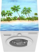 Wasmachine beschermer - Wasmachine mat - Palmboom- Strand - Hut - 60x60 cm - Droger beschermer