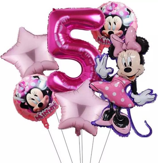 Disney  Minnie Mouse Party 6 stuks Ballonnen 32Inch Nummer Opblaasbare Folie Ball Kids Birthday Decoratie