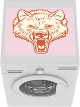 Wasmachine beschermer mat - Wolf - Roze - Roofdier - Breedte 55 cm x hoogte 45 cm