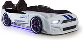 Speed Race autobed wit - kinderbed met licht, geluid en bluetooth - autobed met bekleding