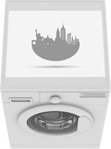 Wasmachine beschermer mat - Roze skyline New York - zwart wit - Breedte 55 cm x hoogte 45 cm