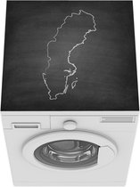 Wasmachine beschermer mat - Zwart-wit illustratie van Zweden op een krijtbord - Breedte 60 cm x hoogte 60 cm